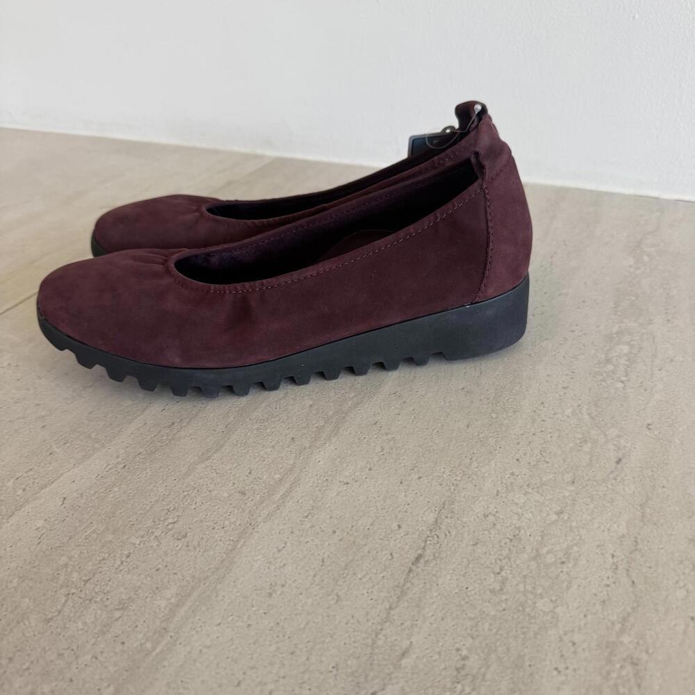 AETREX Ballerina Flats Suede Leather Burgundy Size 8.5 - Picture 3 of 9